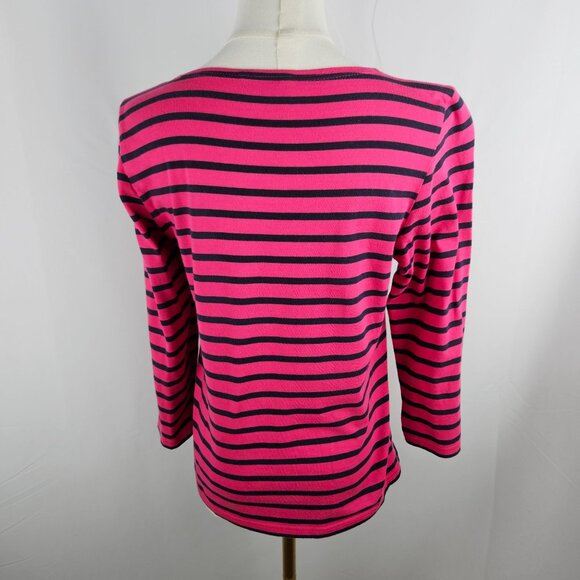 Saint James Breton Stripe Top Sz 6 Made in France Cotton Nautical Pink Black - Picture 3 of 10